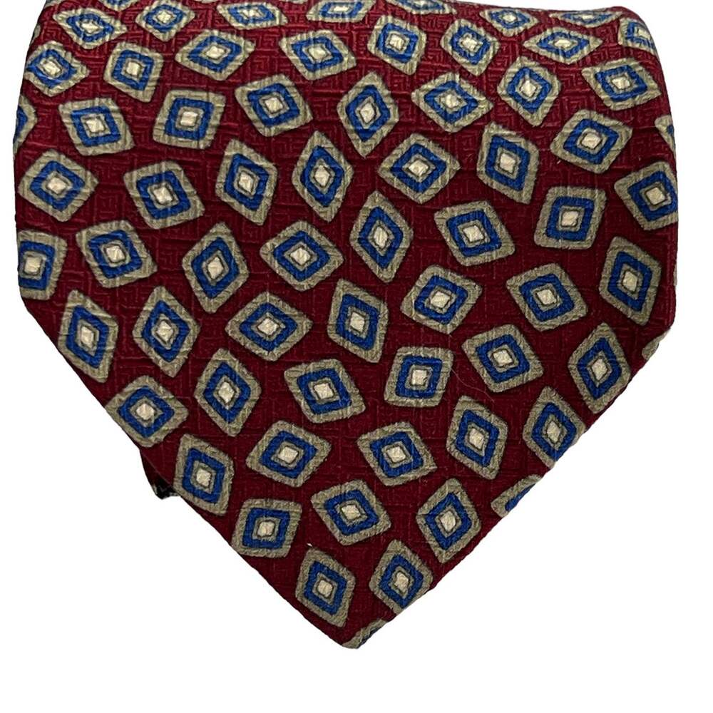 Christopher Hayes Textured Men's Tie 100% Silk Burgundy Cream Blue 57"